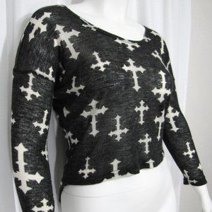 XL Roommates Gothic Cross Punk Sweater Top